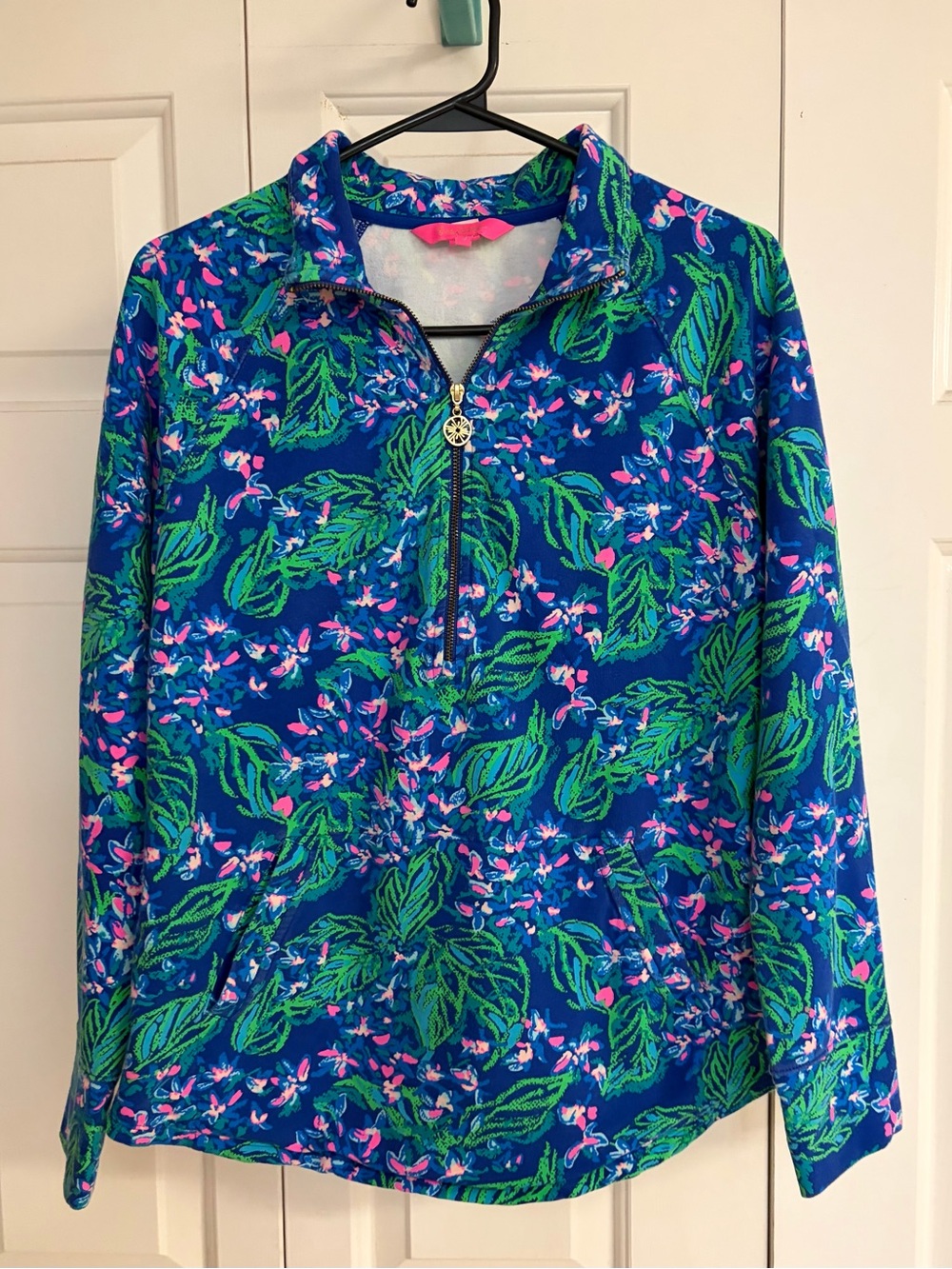 Lilly Pulitzer Skipper Blue Floral Quarter-Zip Popover